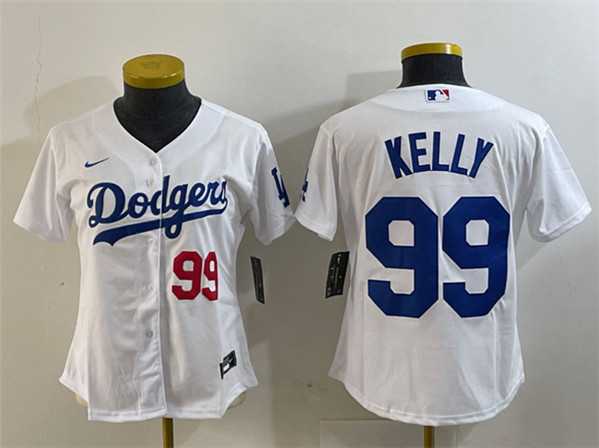 Youth Los Angeles Dodgers #99 Joe Kelly White With Patch Stitched Baseball Jersey->mlb youth jerseys->MLB Jersey